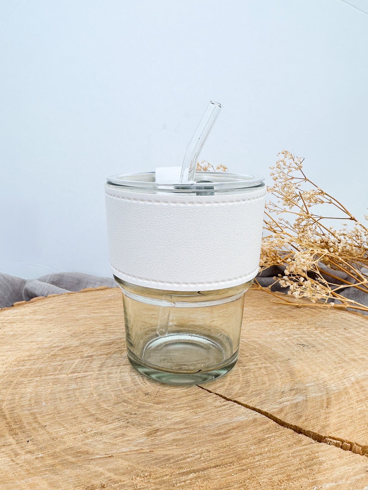 Tasse de transport en verre avec manchon