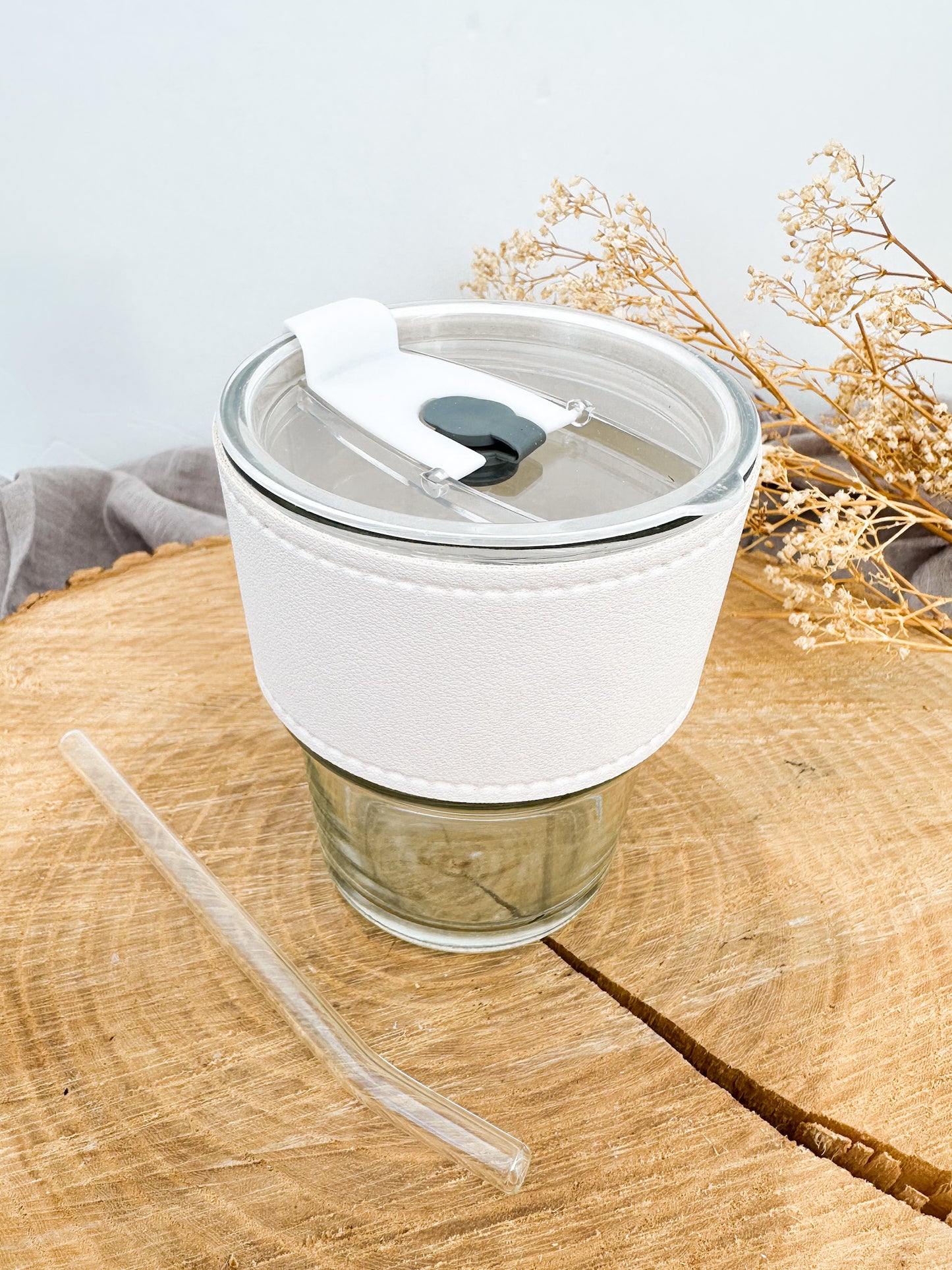 Tasse de transport en verre avec manchon