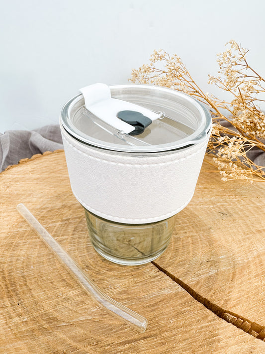 Tasse de transport en verre avec manchon