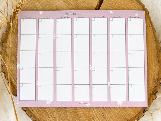 Calendrier mensuel non-daté Rosie