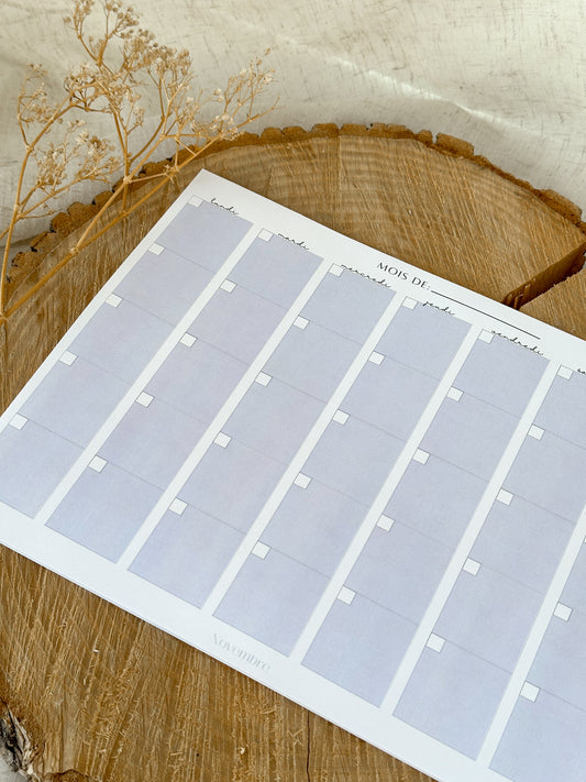Calendrier mensuel non-daté Lavande