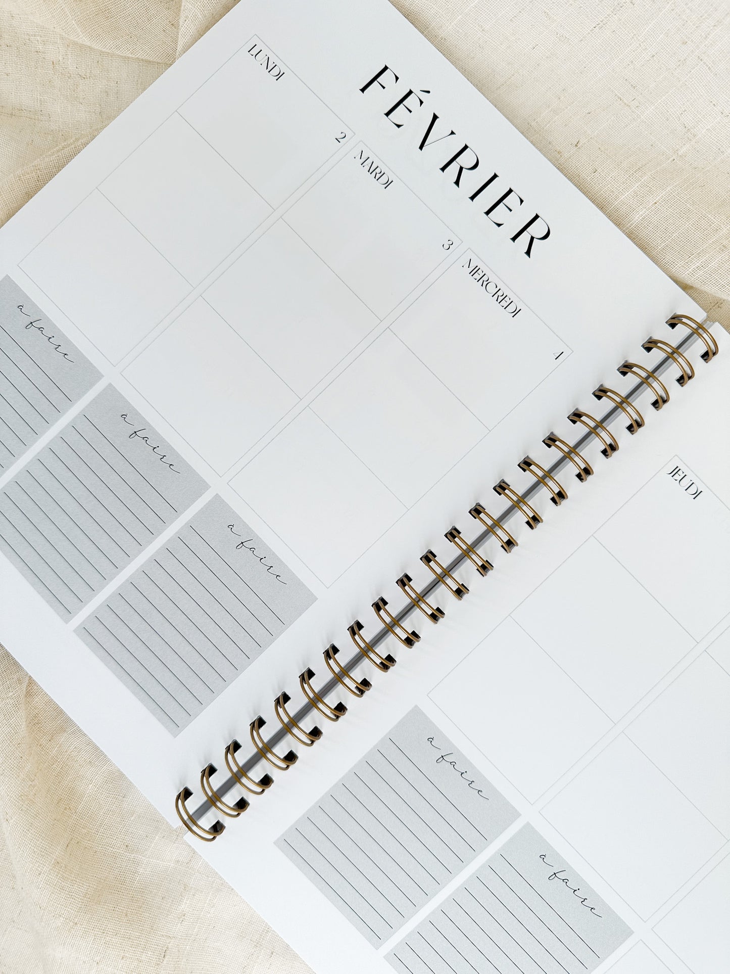 Agenda 2025-2026 grand format Fleurs blanches