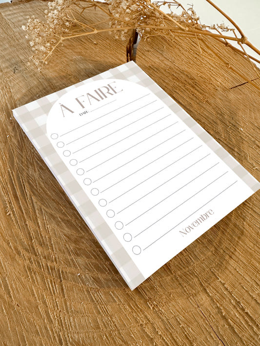 Bloc-notes de liste de choses à faire Damier d'été