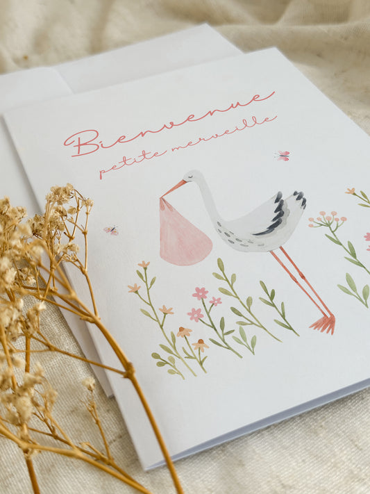 Carte de naissance Cigogne