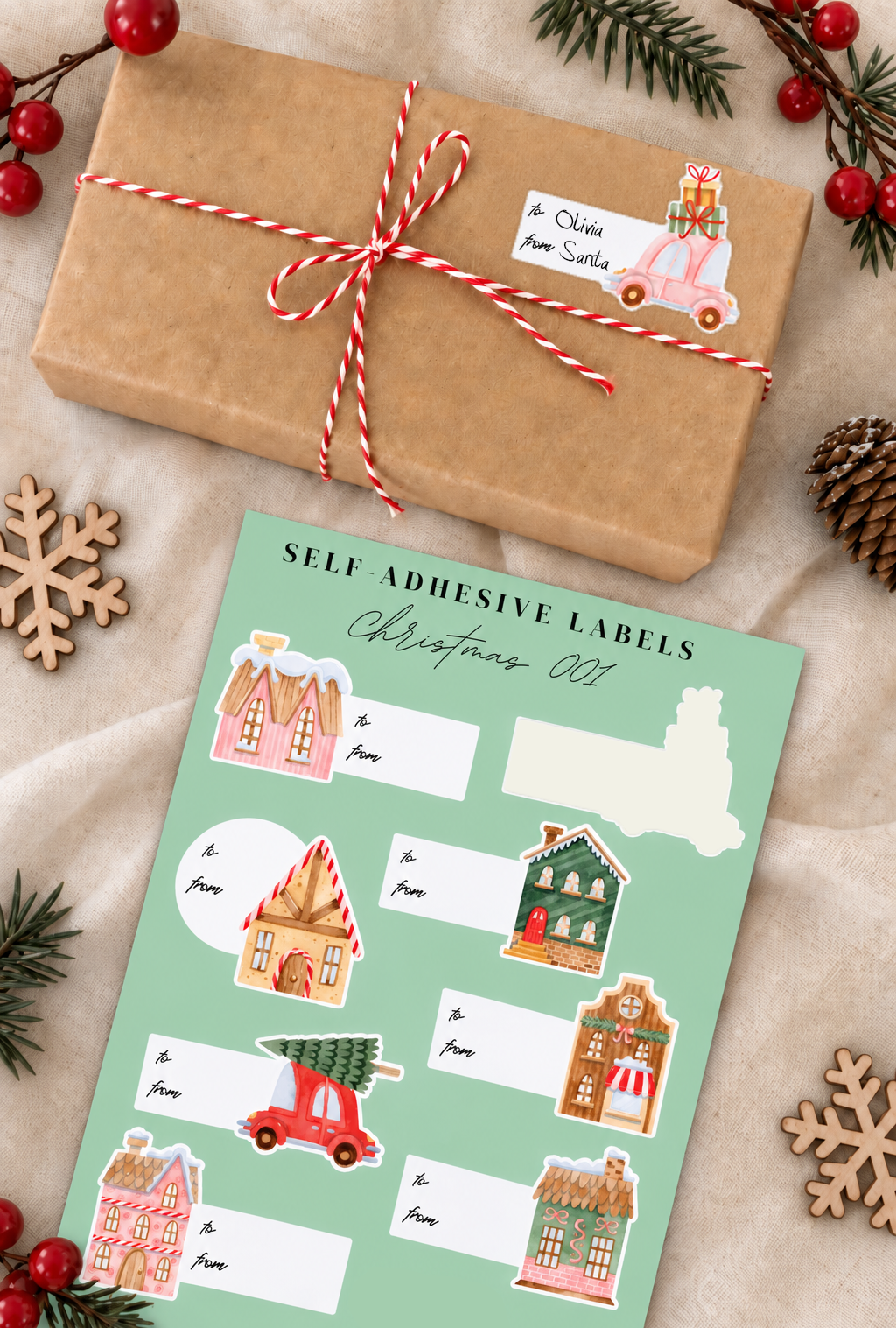 Étiquettes autocollantes pour cadeaux de Noël 01