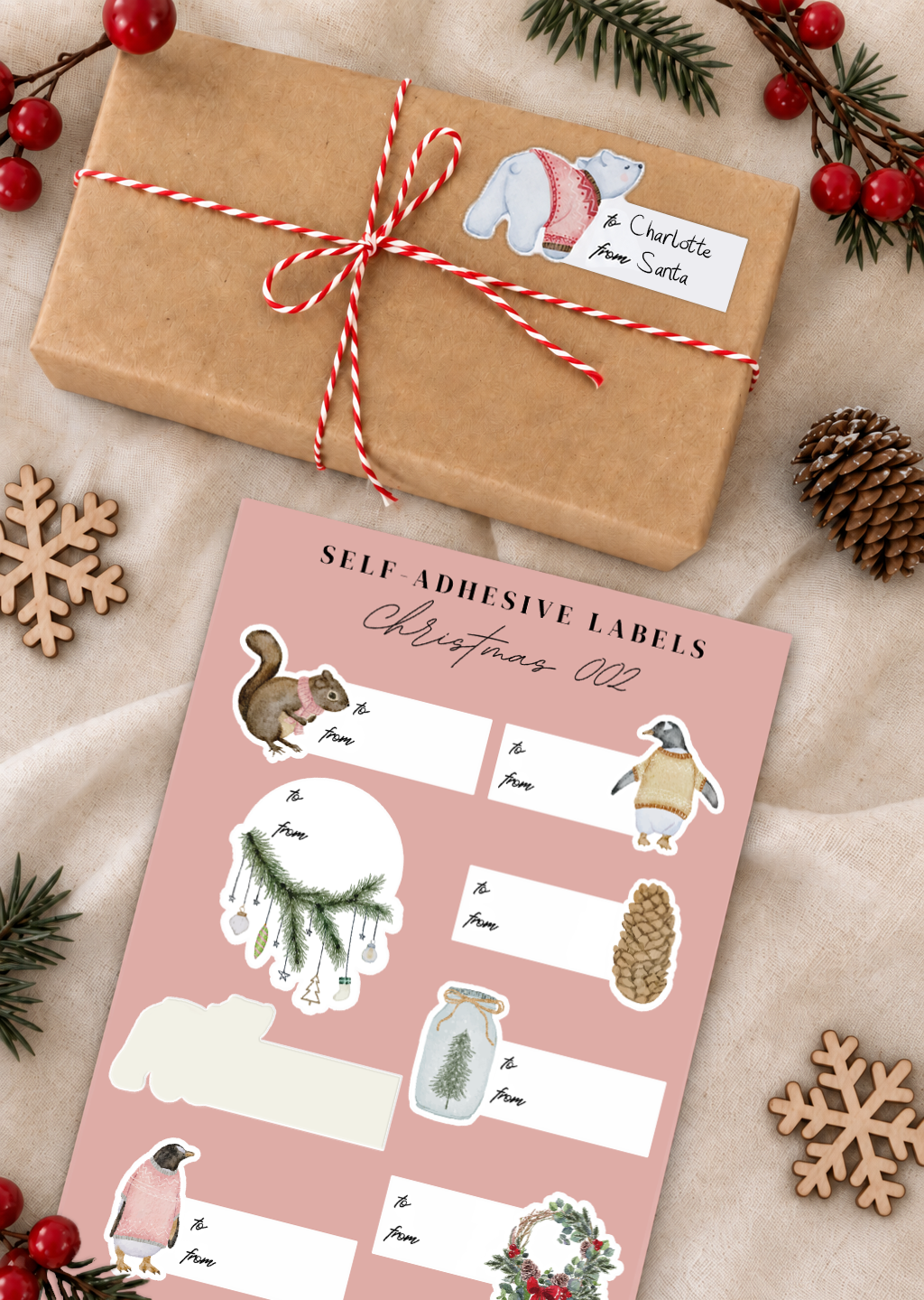 Étiquettes autocollantes pour cadeaux de Noël 02
