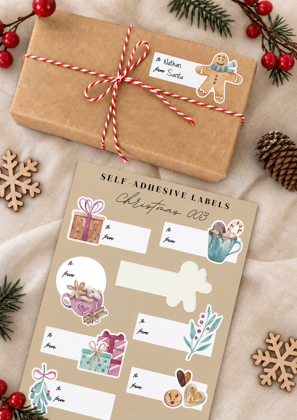 Étiquettes autocollantes pour cadeaux de Noël 03