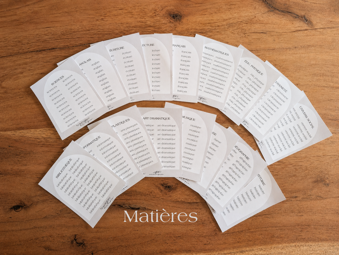 Matières | Étiquettes autocollantes pour planificateur d’enseignant