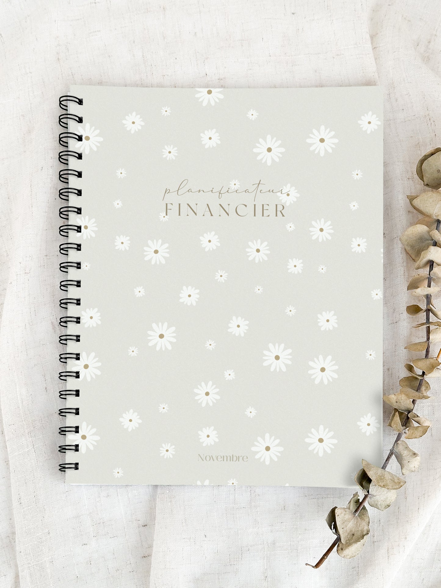 Planificateur financier Fleurs Blanches | Cahier de gestion des finances personnelles et de suivi du budget