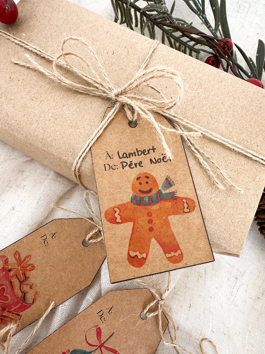 Étiquettes cadeaux de Noël Kraft 03