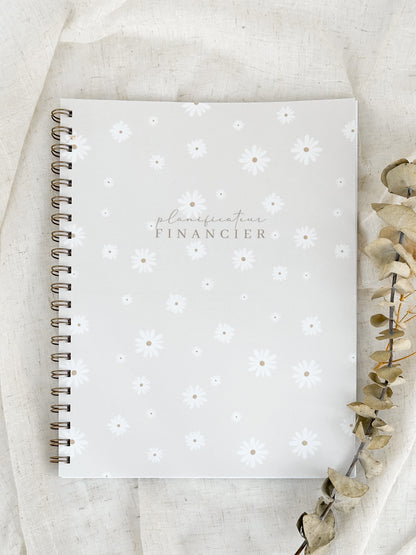 Planificateur financier Fleurs Blanches | Cahier de gestion des finances personnelles et de suivi du budget