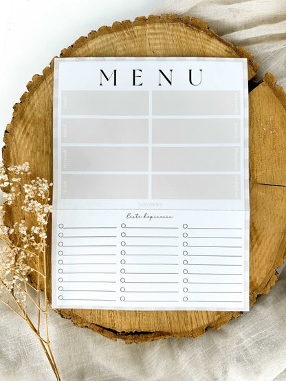 Planificateur de repas et liste d'épicerie Damier d’été - Novembre Boutique