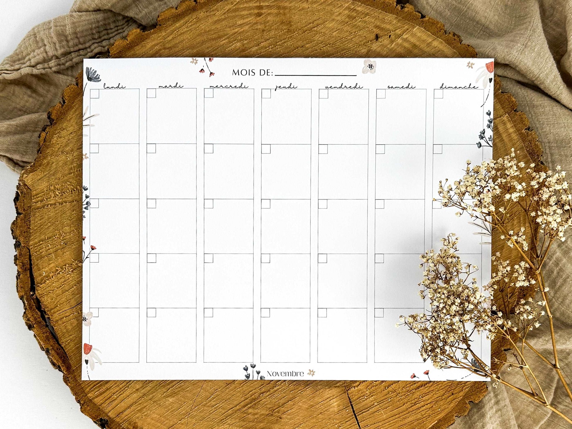 Calendrier aimanté non-daté Fleuri - Novembre Boutique