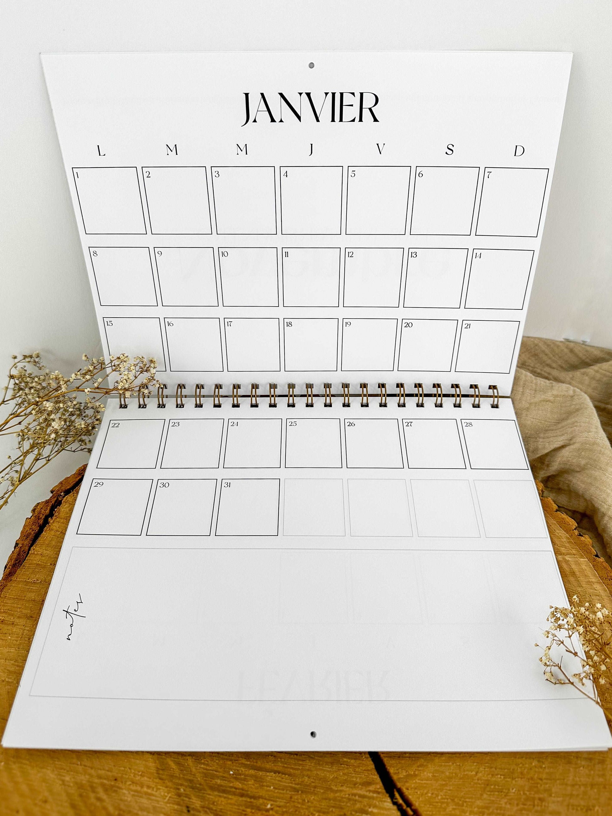 calendrier familial 2024 fleuris Novembre boutique – Boutique friperie le  placard de Jeanne et cie