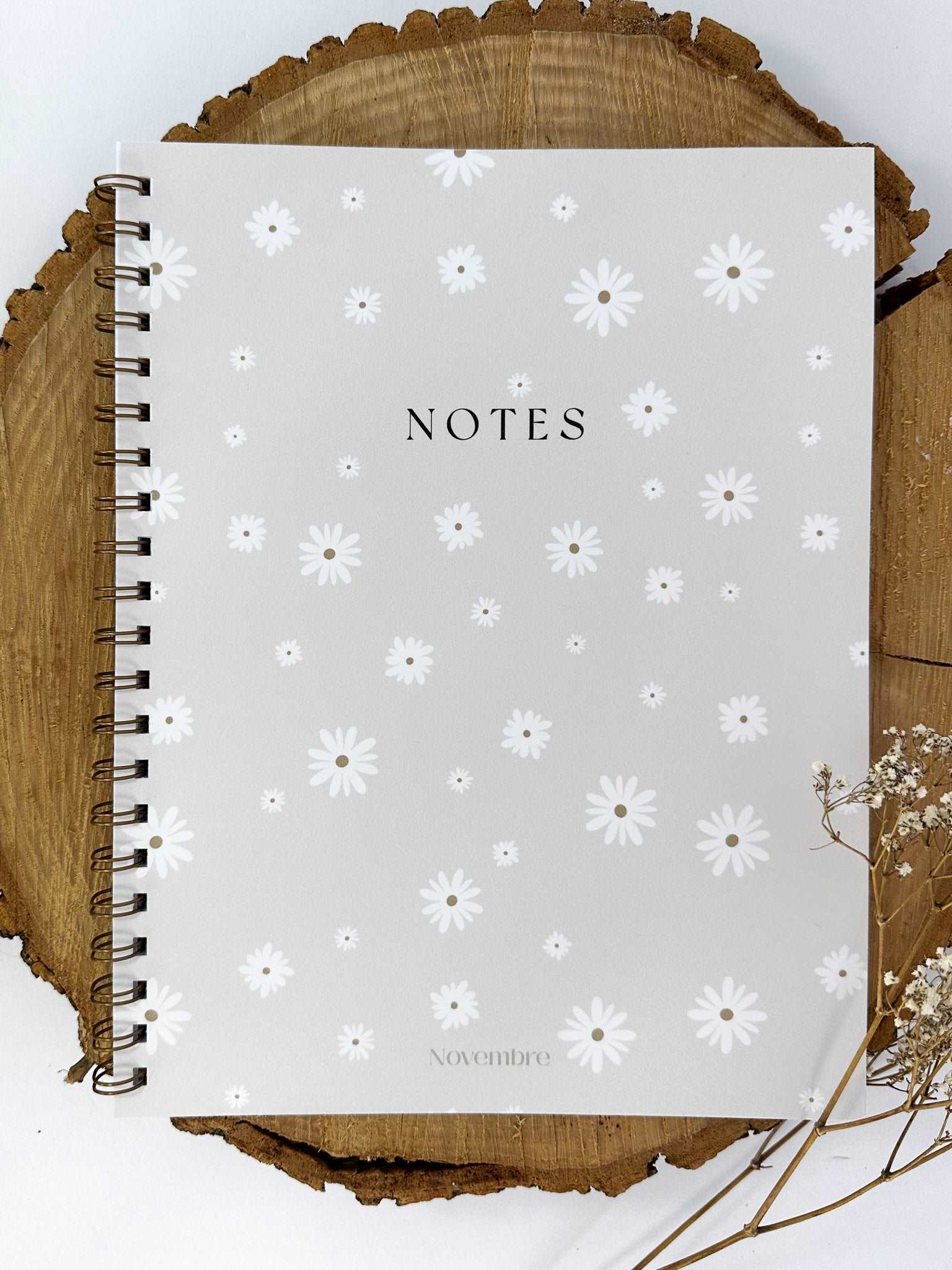 Cahier de notes grand format Fleurs Blanches