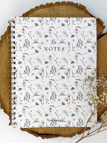 Cahier de notes grand format Fleuri