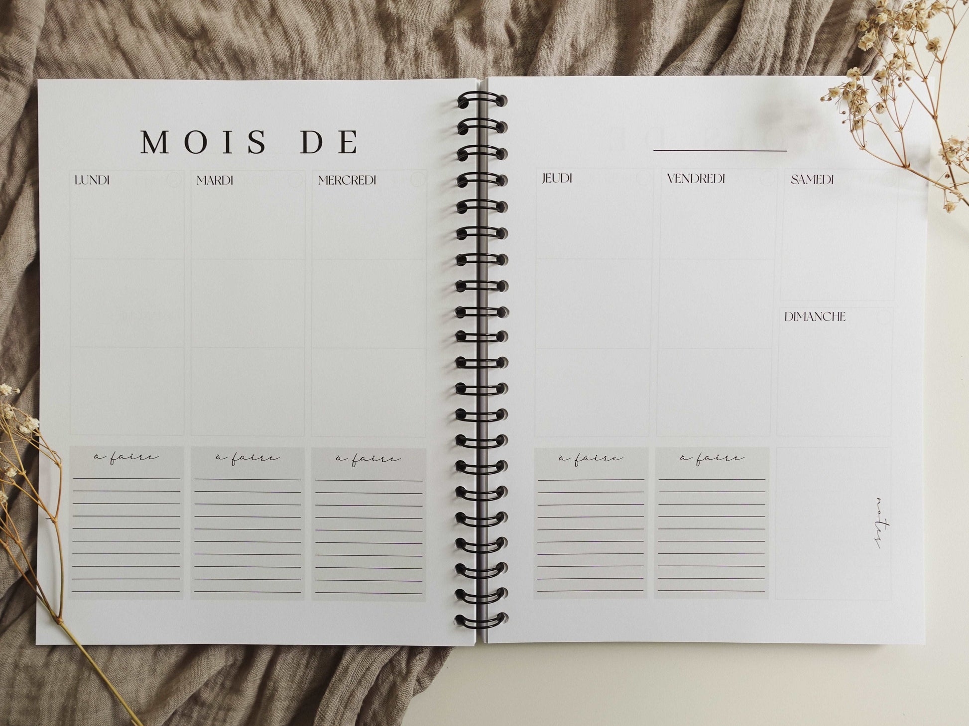 Agenda non-daté 12 mois Marguerites - Novembre Boutique