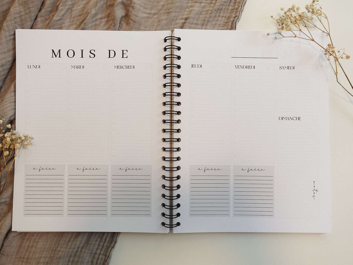 Agenda non-daté 12 mois Marguerites - Novembre Boutique