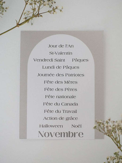 Étiquettes pour agenda - Novembre Boutique