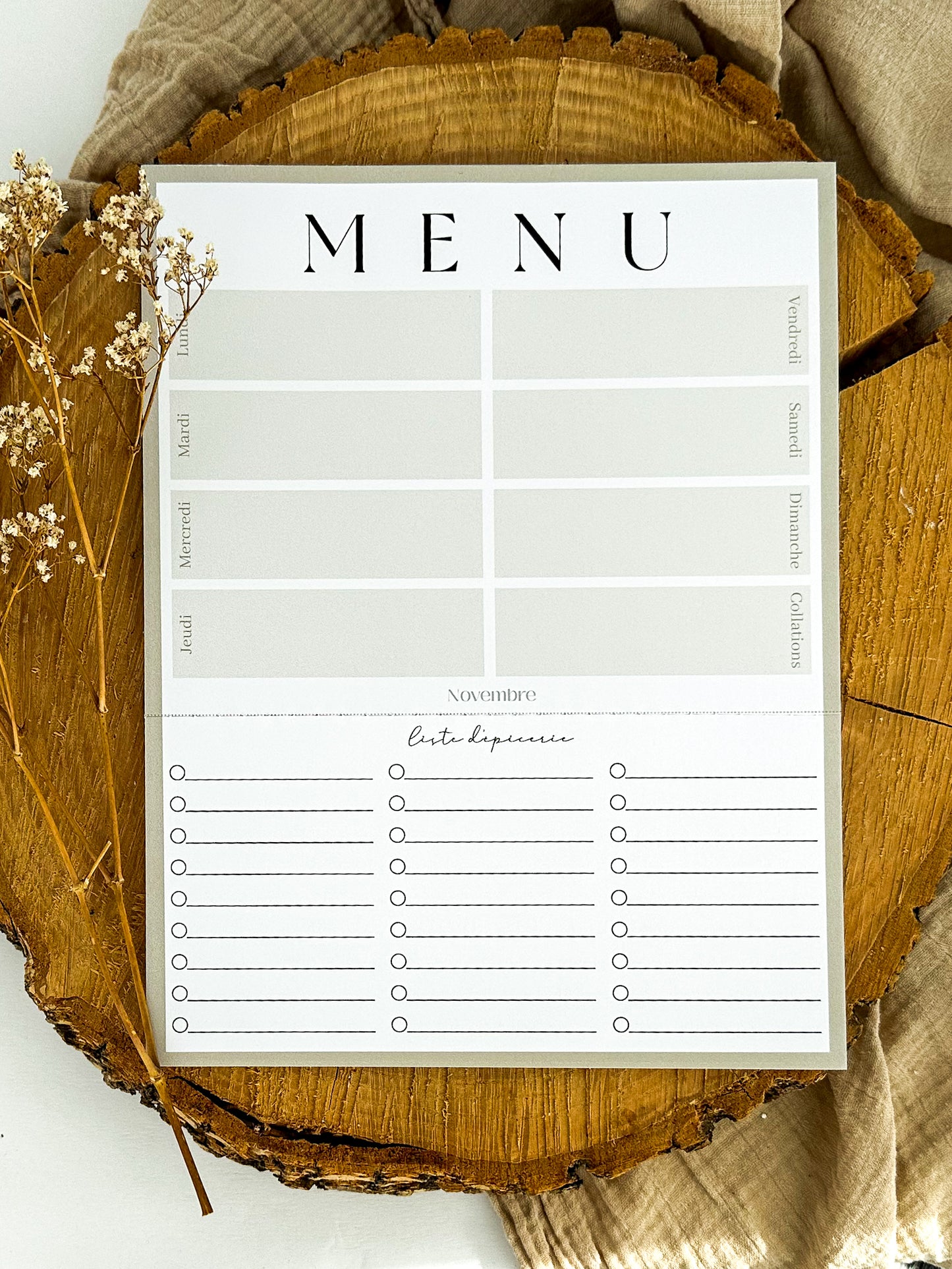 Planificateur de repas et liste d'épicerie Eucalyptus