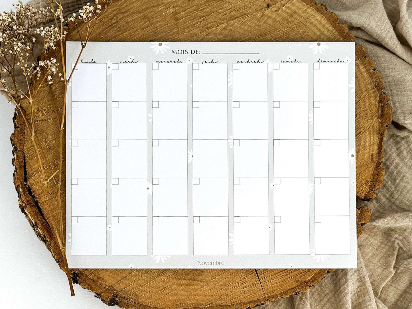 Calendrier aimanté non-daté Fleurs Blanches - Novembre Boutique