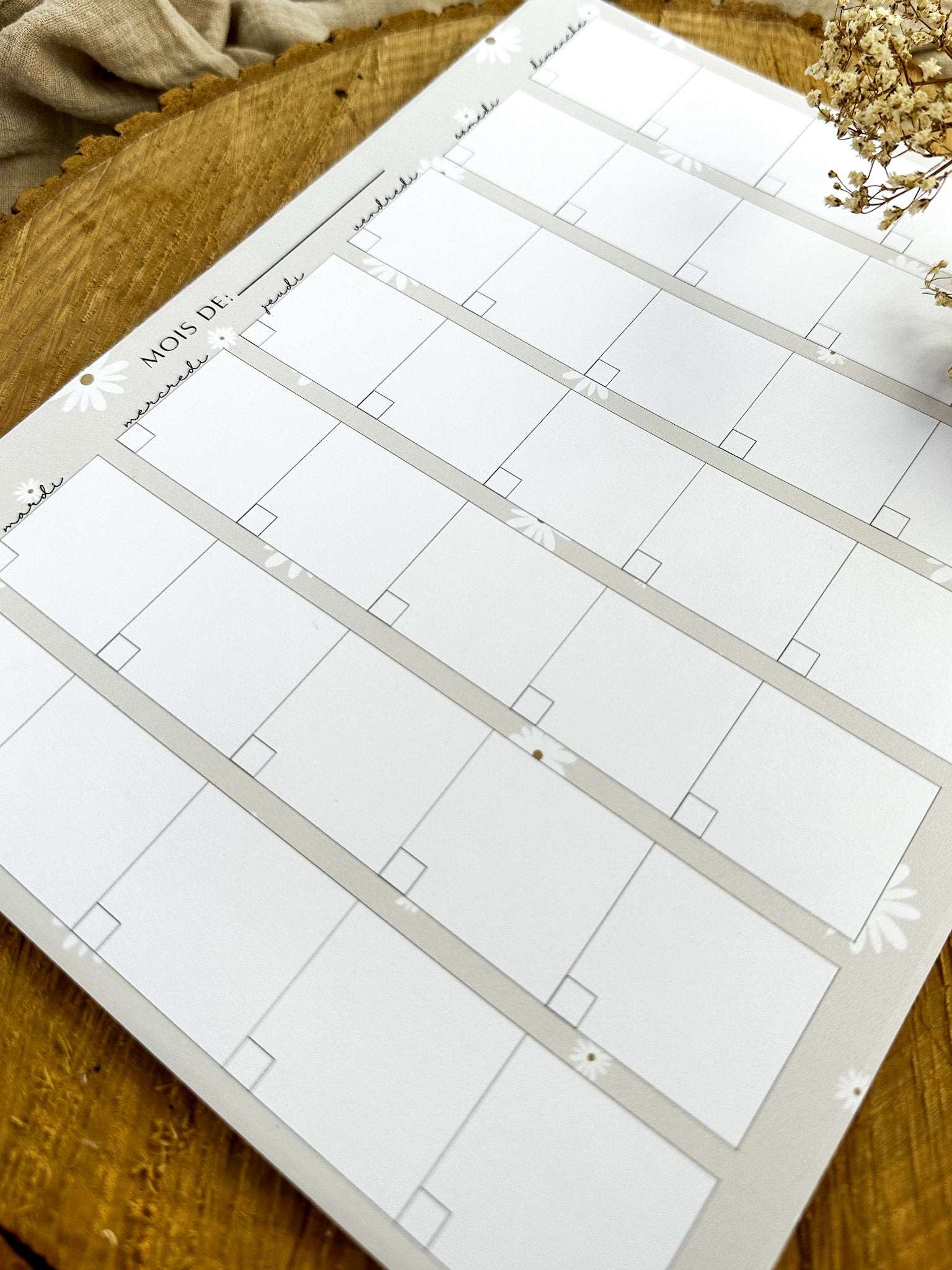 Calendrier aimanté non-daté Fleurs Blanches - Novembre Boutique