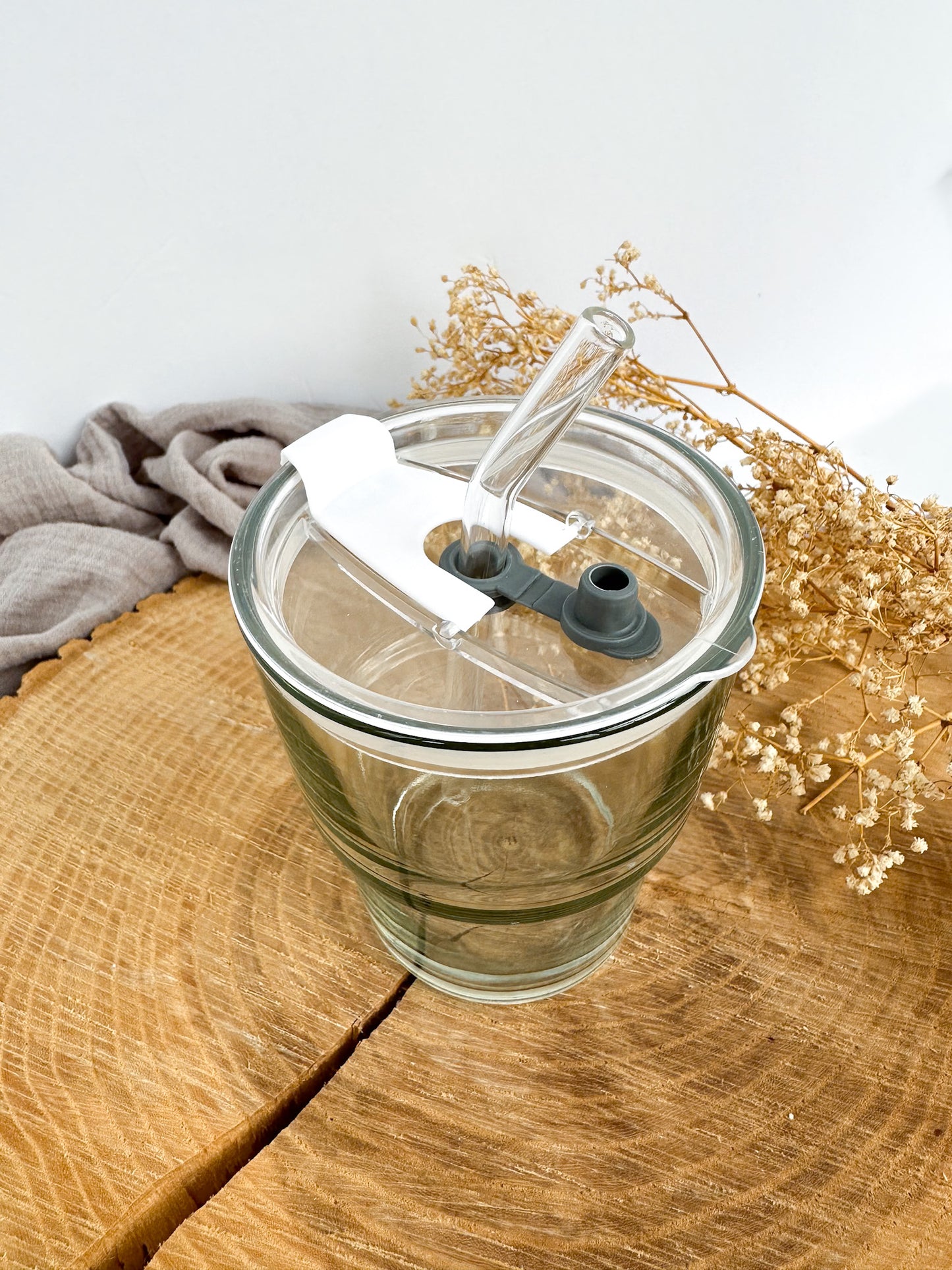 Tasse de transport en verre avec manchon Fleuri Noire