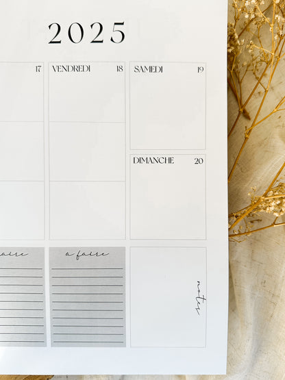 Agenda 2025 Fleurs blanches Grand Format