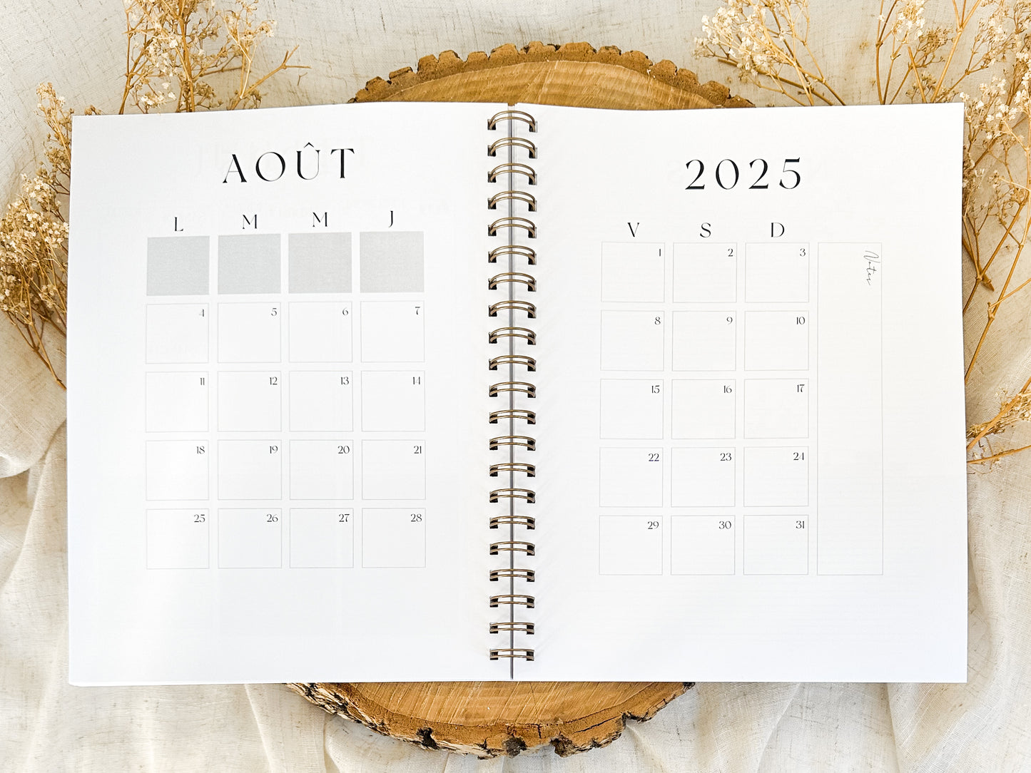 Agenda 2025 Fleurs blanches Grand Format