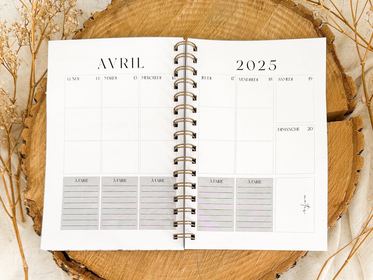 Agenda 2025 Fleurs Blanches Format de poche