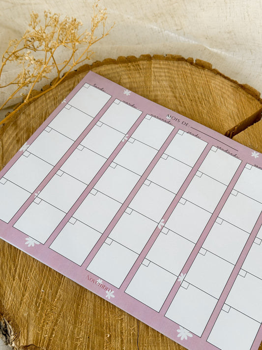 Calendrier mensuel non-daté Rosie