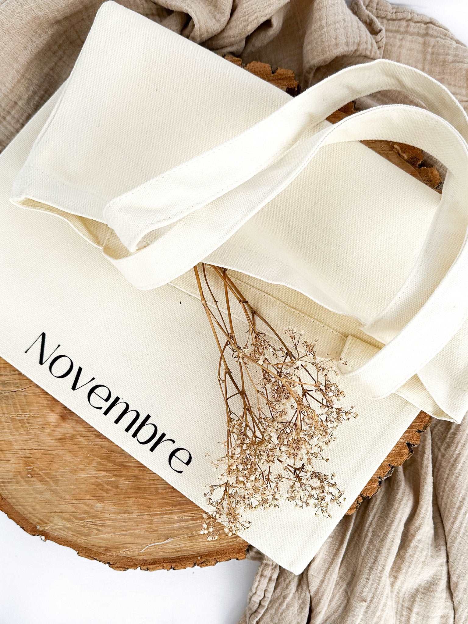 Sac de coton réutilisable Monogramme - Novembre Boutique