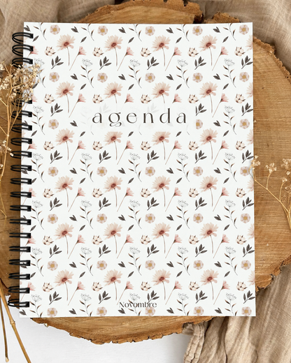 Agenda non-daté 12 mois Fleurs Nordiques Grand format