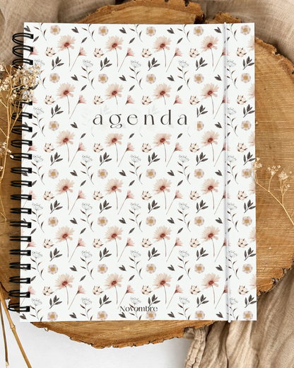Agenda non-daté 12 mois Fleurs Nordiques Grand format