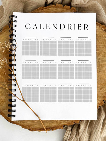 Agenda non-daté 12 mois Hydrangea grand format – calendrier annuel