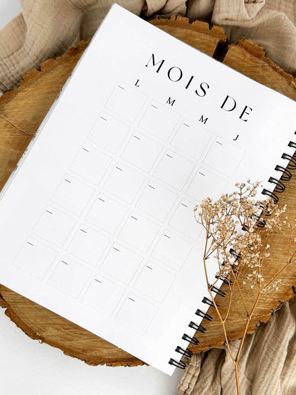 Agenda non-daté 12 mois Fleuri Grand format
