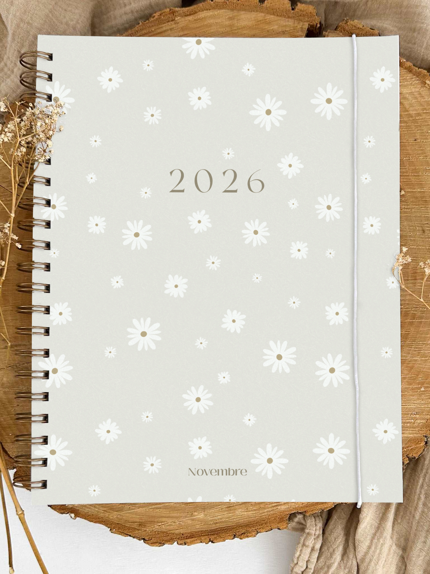 Agenda 2026 Fleurs blanches Grand format