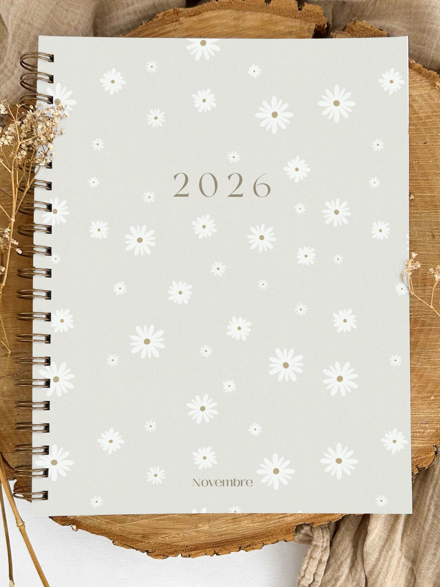 Agenda 2026 Fleurs blanches Grand format