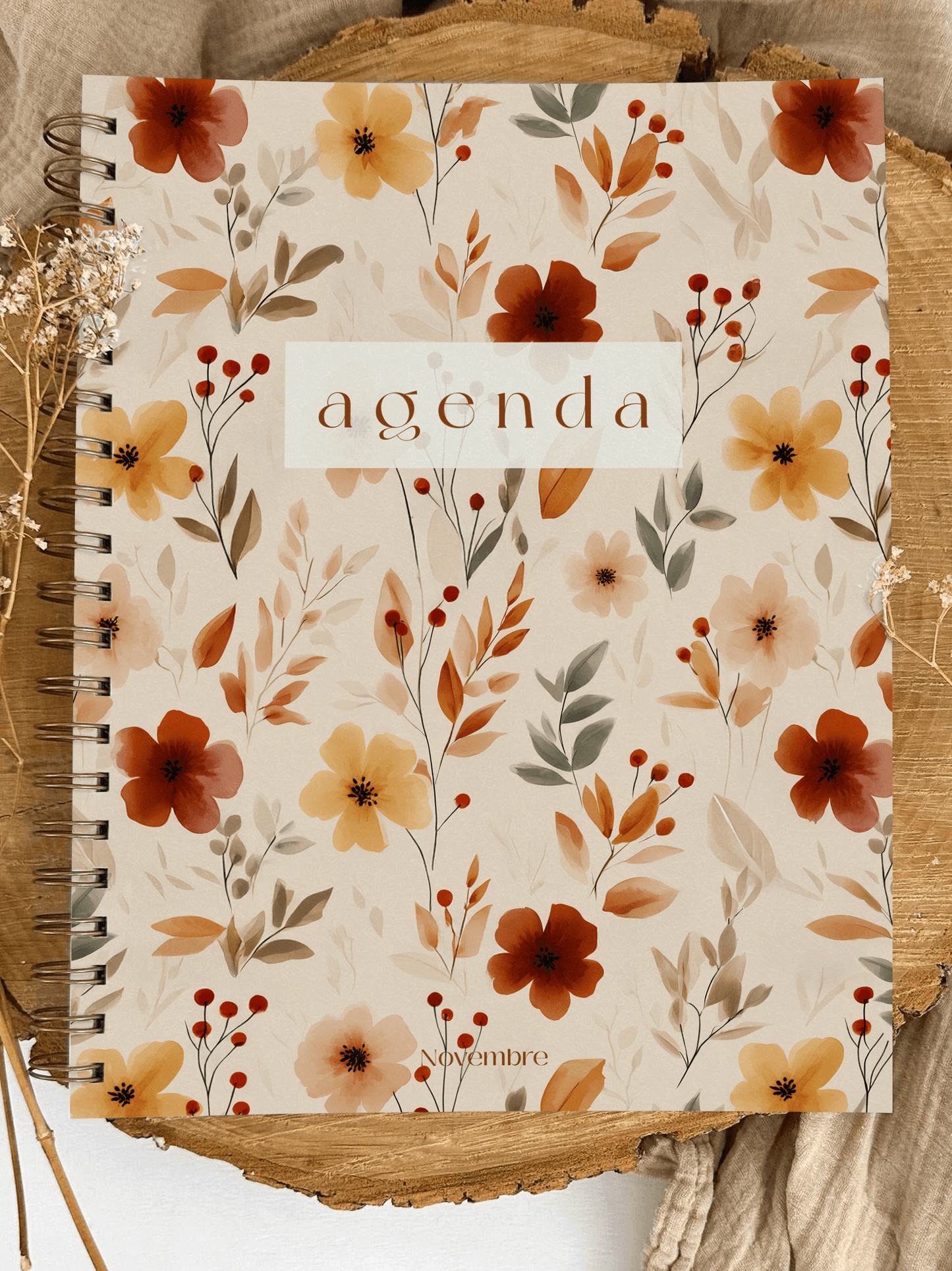 Agenda non-daté 12 mois Cannelle Grand format - Novembre Boutique