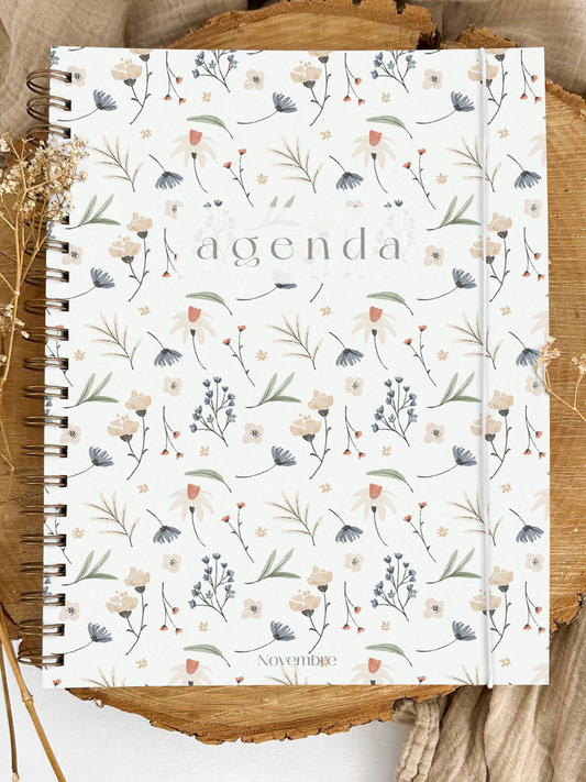 Agenda non-daté 12 mois Fleuri Grand format