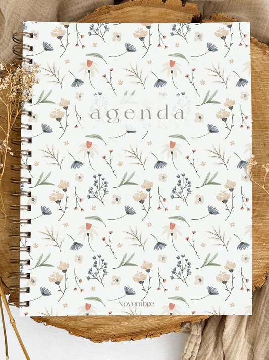 Agenda non-daté 12 mois Fleuri Grand format