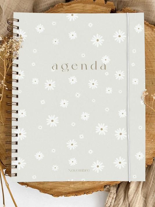 Agenda non-daté 12 mois Fleurs Blanches Grand format