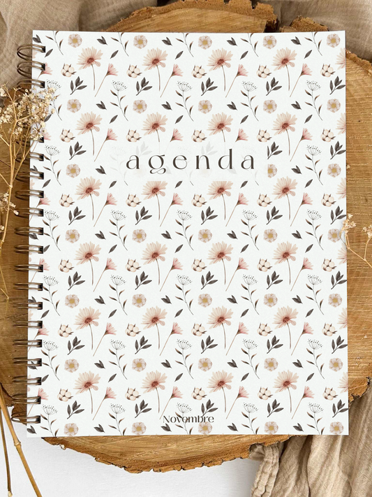 Agenda non-daté 12 mois Fleurs Nordiques Grand format