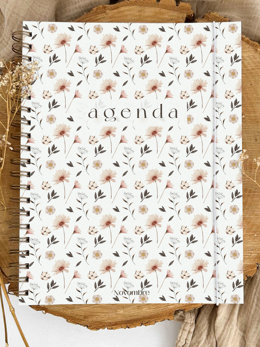 Agenda non-daté 12 mois Fleurs Nordiques Grand format
