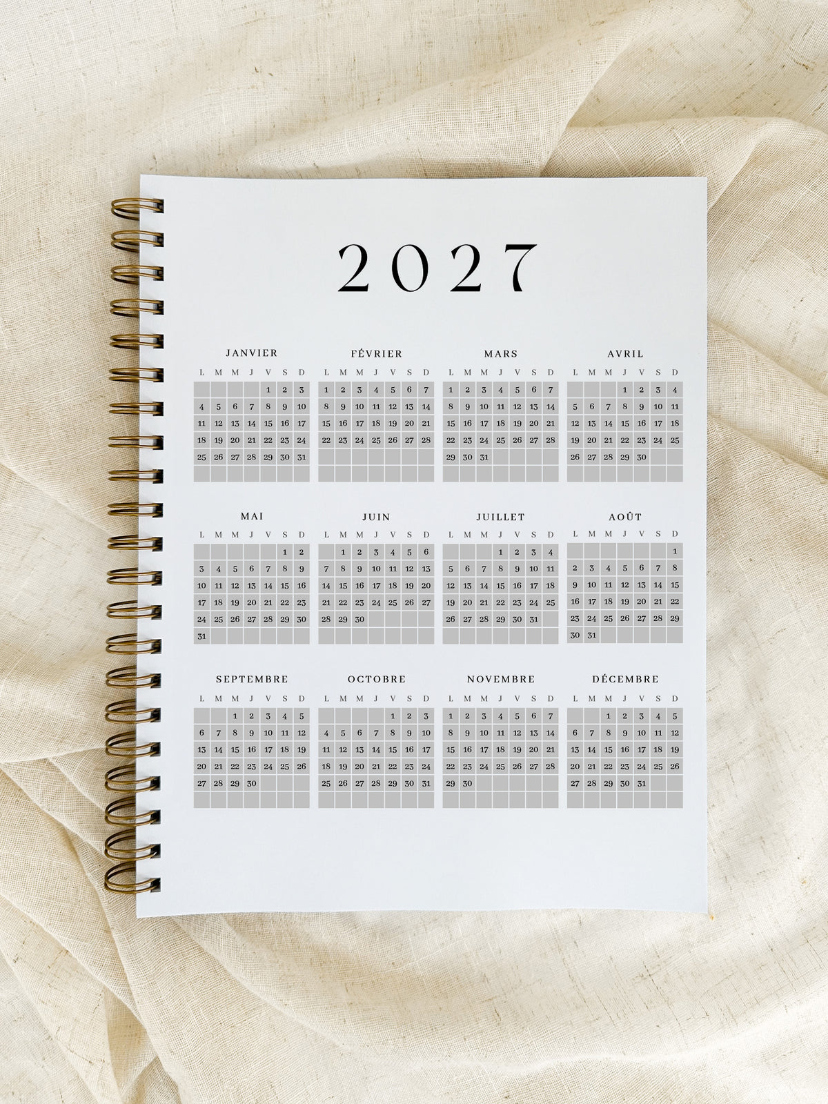 Agenda 2027 Fleurs blanches Grand format