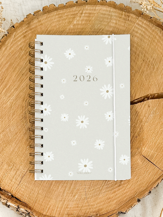 Agenda 2026 Fleurs Blanches Format de poche