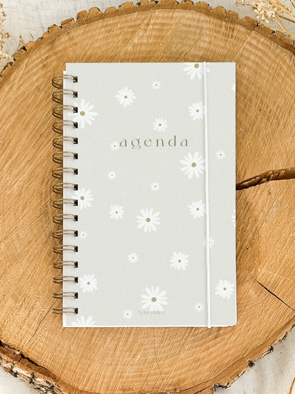 Agenda non-daté 12 mois Fleurs Blanches Format de poche