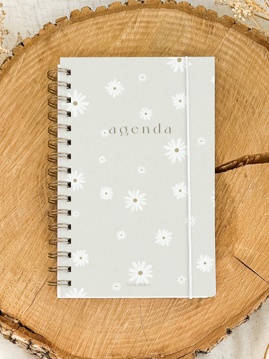Agenda non-daté 12 mois Fleurs Blanches Format de poche