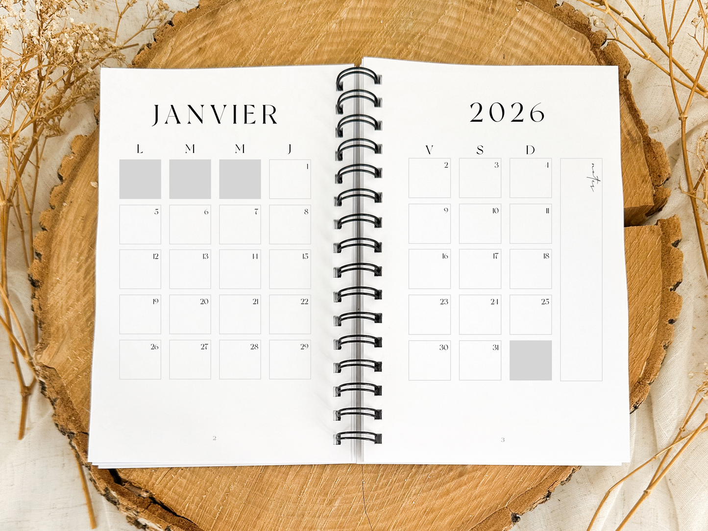 Agenda 2026 Fleurs nordiques Format de poche