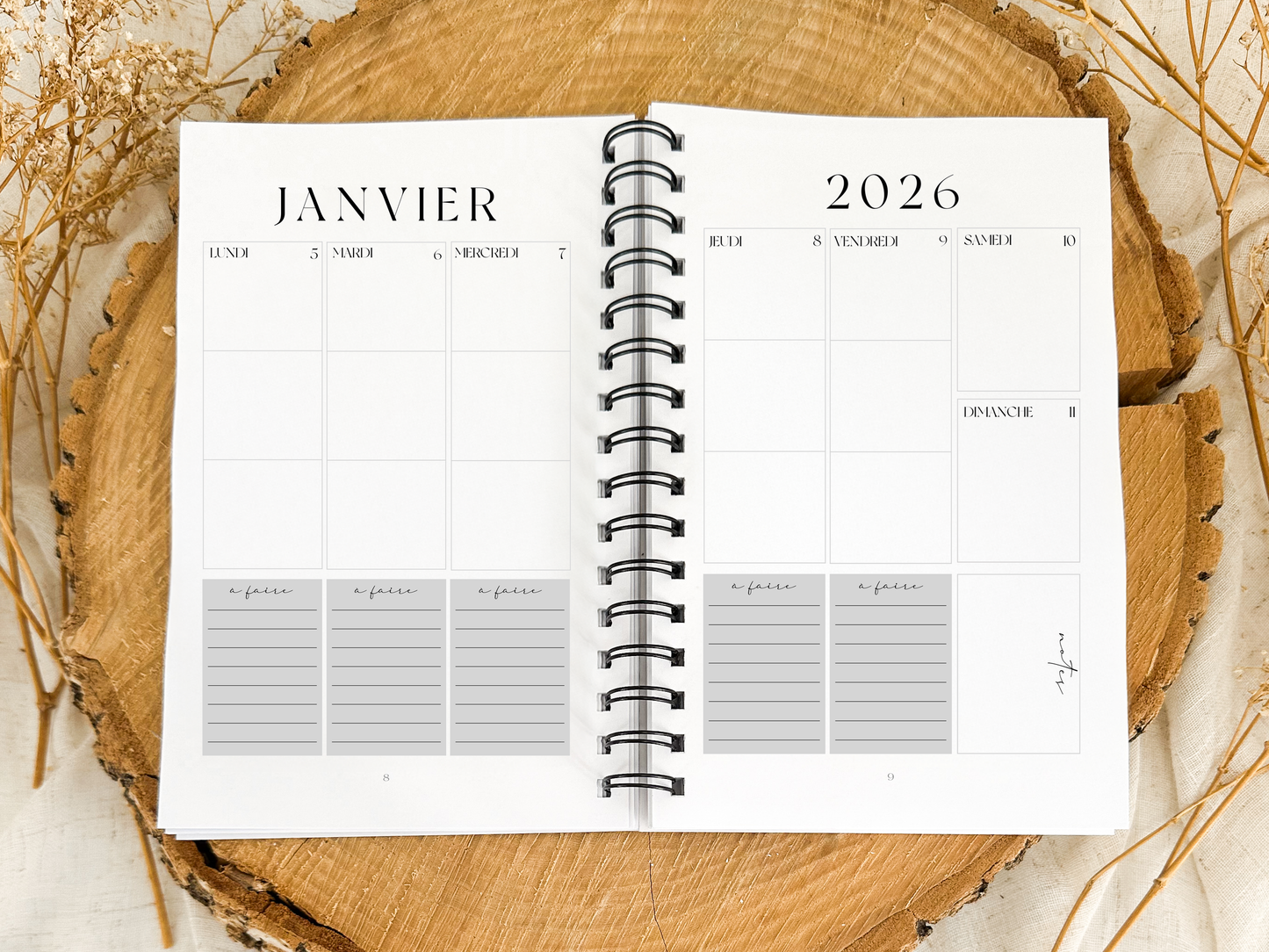 Agenda 2026 Fleurs Blanches Format de poche